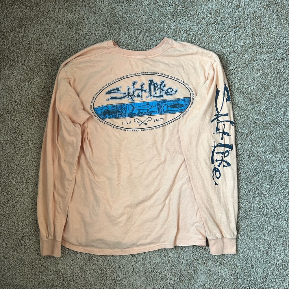 M Orange Salt Life Graphic Longe Sleeve Size S/M |37